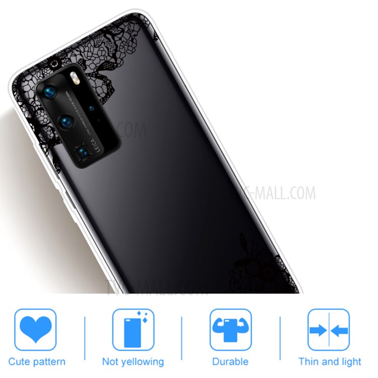 Pattern Printing TPU Soft Phone Cover for Huawei P40 - Lace Flower-2