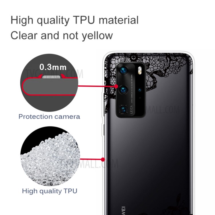 Pattern Printing TPU Soft Phone Cover for Huawei P40 - Lace Flower-3