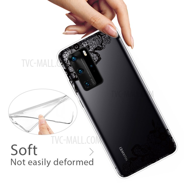 Pattern Printing TPU Soft Phone Cover for Huawei P40 - Lace Flower-4