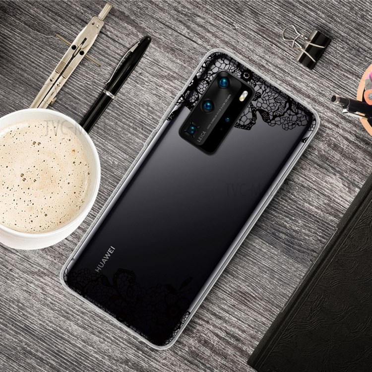 Pattern Printing TPU Soft Phone Cover for Huawei P40 - Lace Flower-5