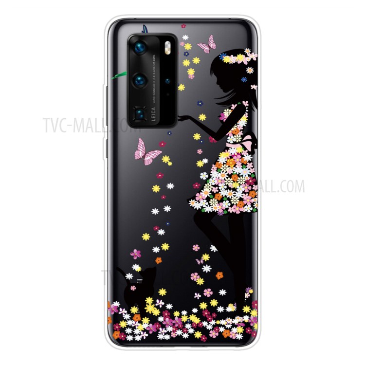 Pattern Printing TPU Soft Phone Cover for Huawei P40 - Beautiful Girl-1
