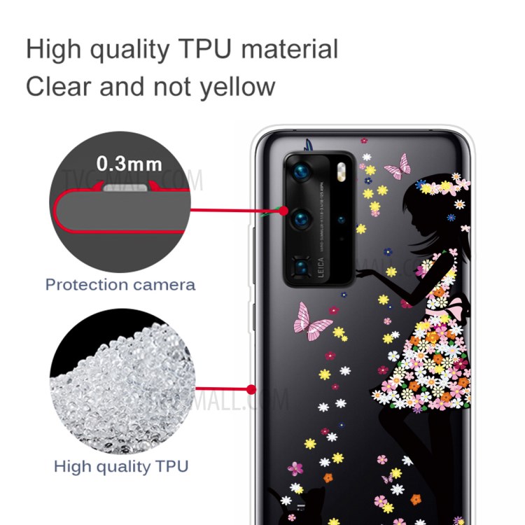 Pattern Printing TPU Soft Phone Cover for Huawei P40 - Beautiful Girl-2