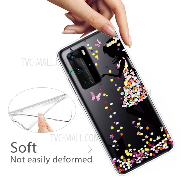 Pattern Printing TPU Soft Phone Cover for Huawei P40 - Beautiful Girl-3