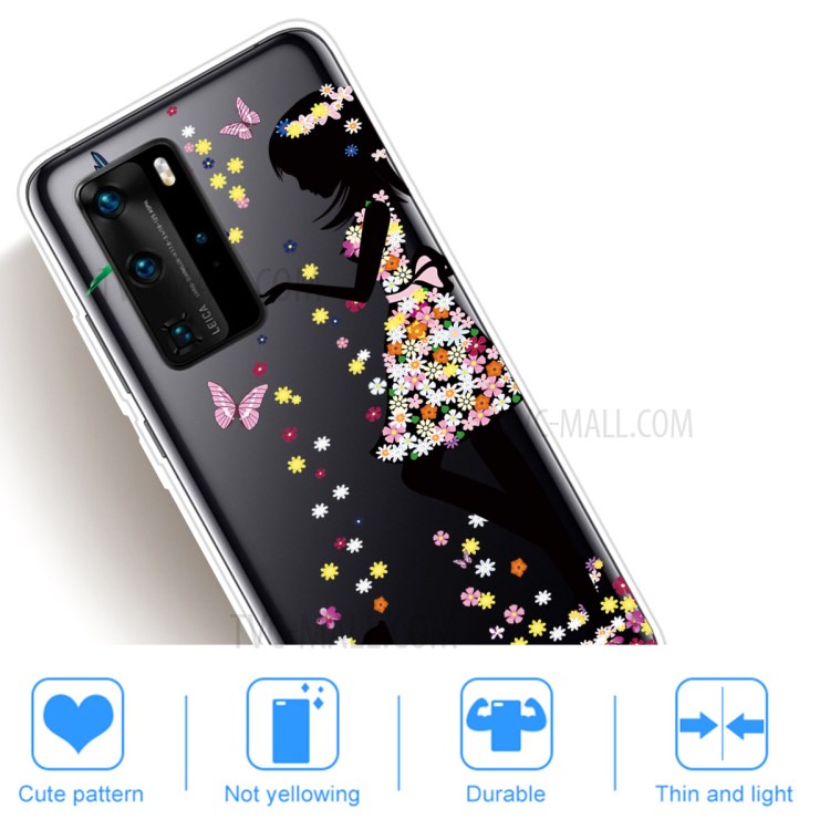 Pattern Printing TPU Soft Phone Cover for Huawei P40 - Beautiful Girl-4