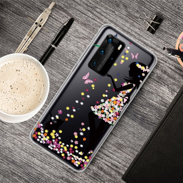 Pattern Printing TPU Soft Phone Cover for Huawei P40 - Beautiful Girl-5