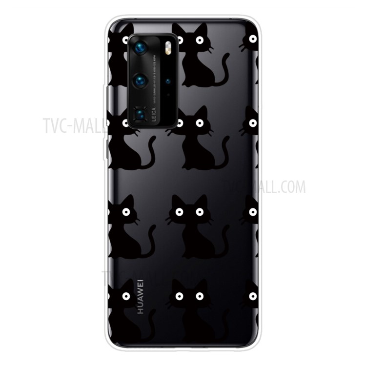 Pattern Printing TPU Soft Phone Cover for Huawei P40 - Black Cat-1