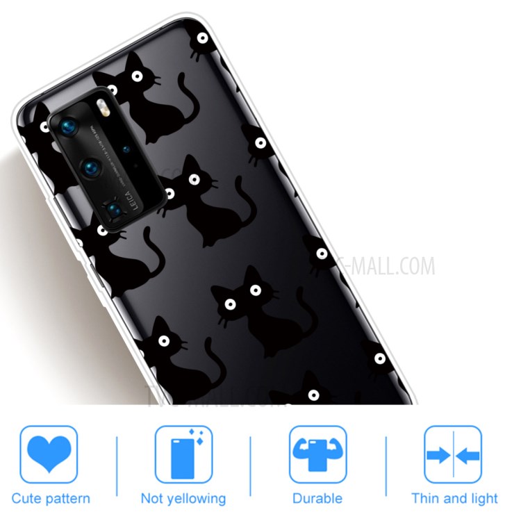 Pattern Printing TPU Soft Phone Cover for Huawei P40 - Black Cat-4
