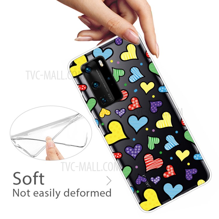 Pattern Printing TPU Soft Phone Cover for Huawei P40 - Love Hearts-3