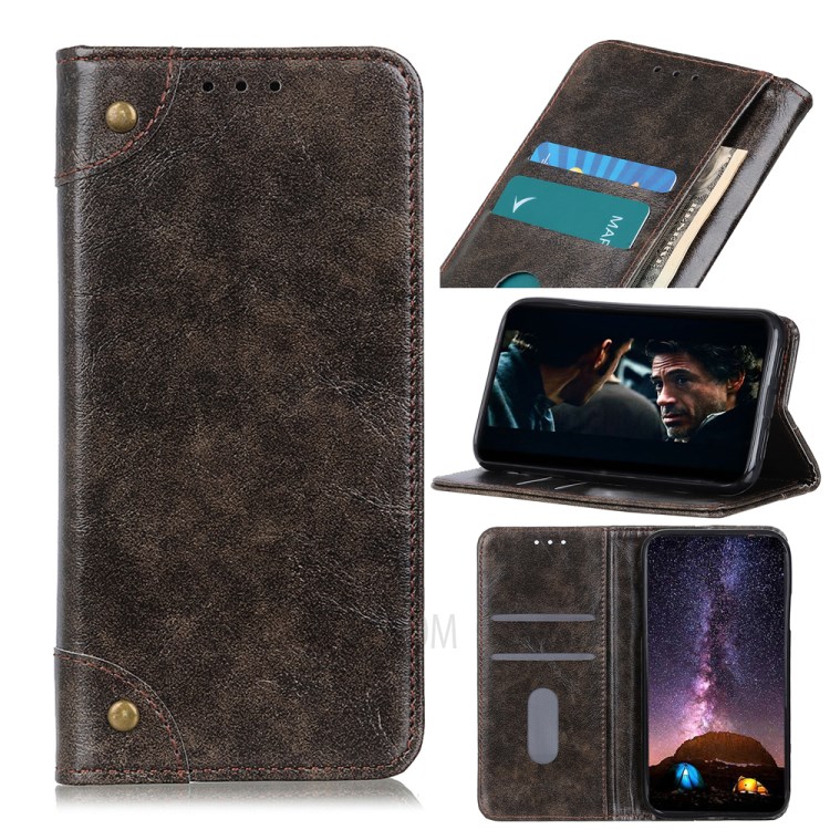 Portefeuille Téléphone Cuir Absorbé Auto-couverture De Cas Pour Nova 7 Pro Huawei 5G - Café-1