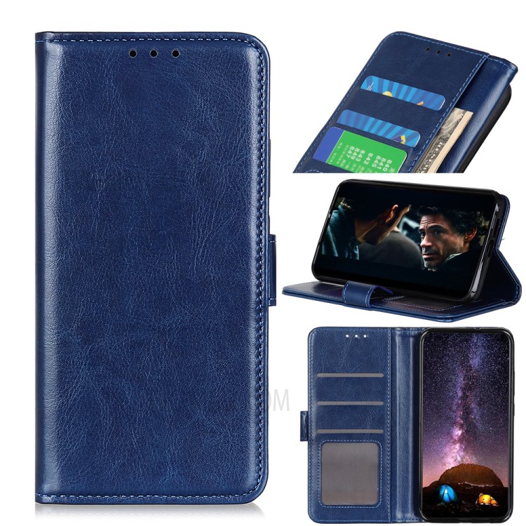 Crazy Horse Magnetic Leather Stand Case for Honor 30 Pro - Blue-1