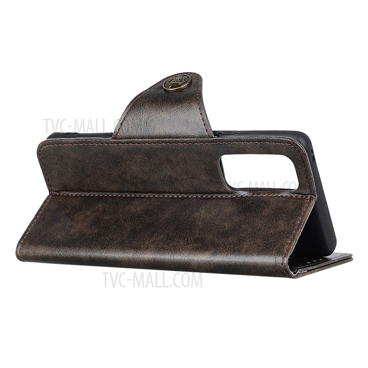 Protection Wallet Stand Flip Leather Phone Case for Honor 30 Pro - Coffee-3