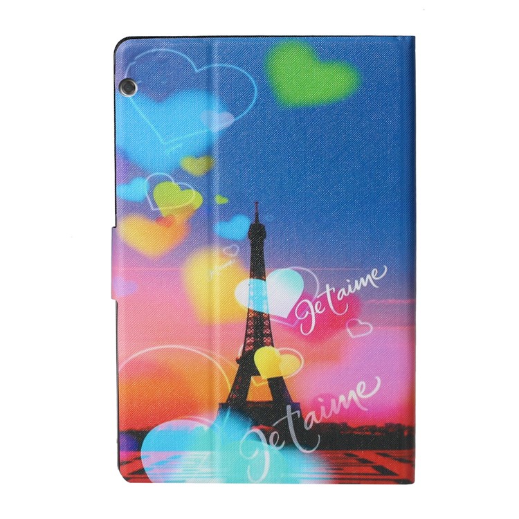 Padrões de Impressão de Impressão de Padrões Capa de Couro Flip de Couro Para Huawei Mediapad T3 10 - Torre Eiffel