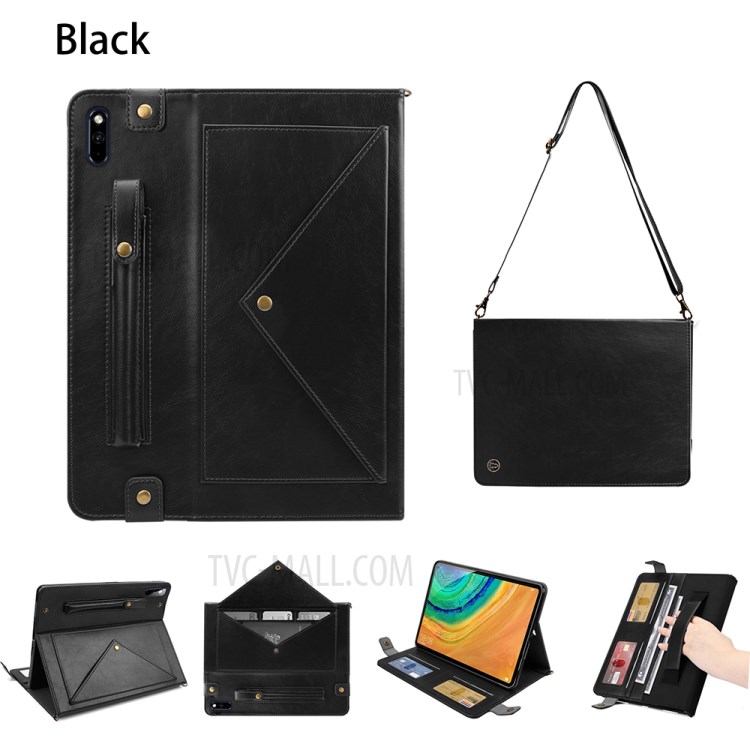 Envelop Style Wallet Leather Tablet Cover with Pen Slot for Huawei MatePad Pro 10.8 inch - Black-1