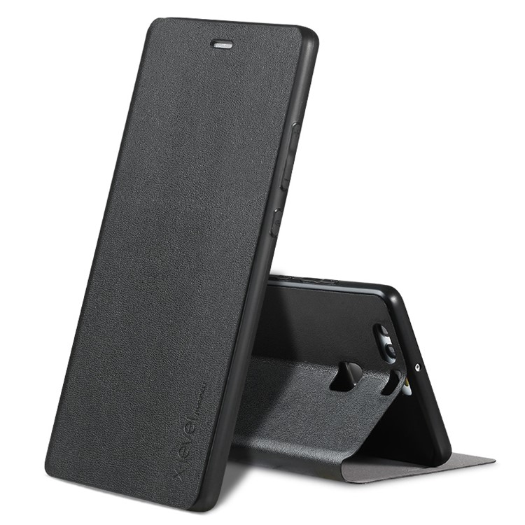 X-LEVEL Slim Leather Stand Flip Case for Huawei P9 - Black-1