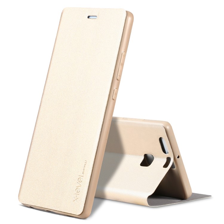 X-LEVEL Slim Leather Stand Protective Shell for Huawei P9 - Gold-1