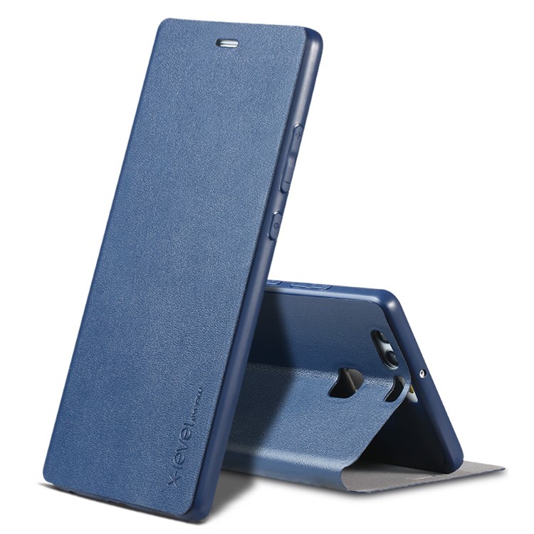 X-LEVEL Slim Leather Stand Flip Cover for Huawei P9 - Dark Blue-1