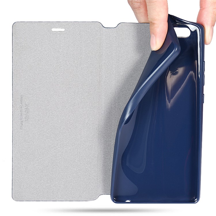 X-LEVEL Slim Leather Stand Flip Cover for Huawei P9 - Dark Blue-2