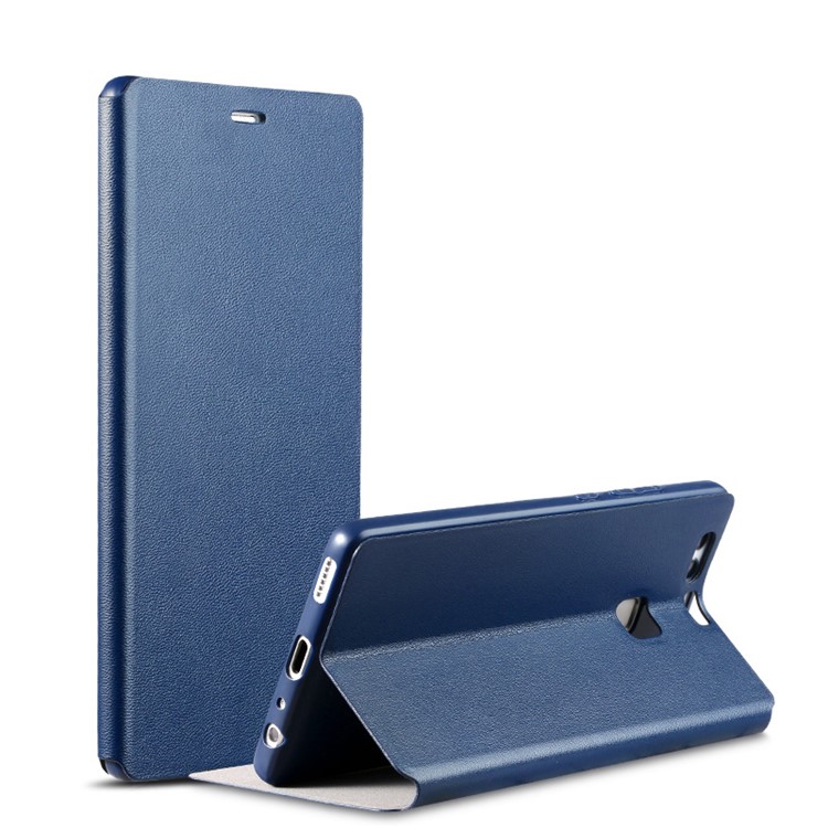 X-LEVEL Slim Leather Stand Flip Cover for Huawei P9 - Dark Blue-3