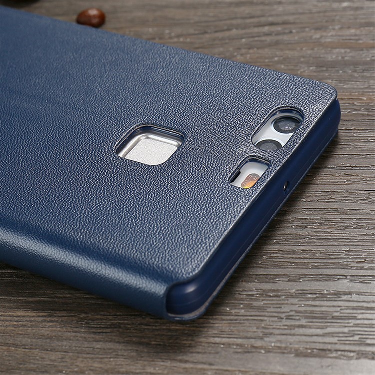 X-LEVEL Slim Leather Stand Flip Cover for Huawei P9 - Dark Blue-8