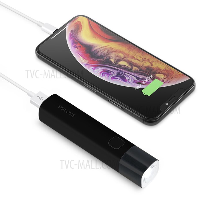 Xiaomi Youpin Solove Lampe De Poche Portable + 3000mah Banque D'énergie Mobile - Noir-5