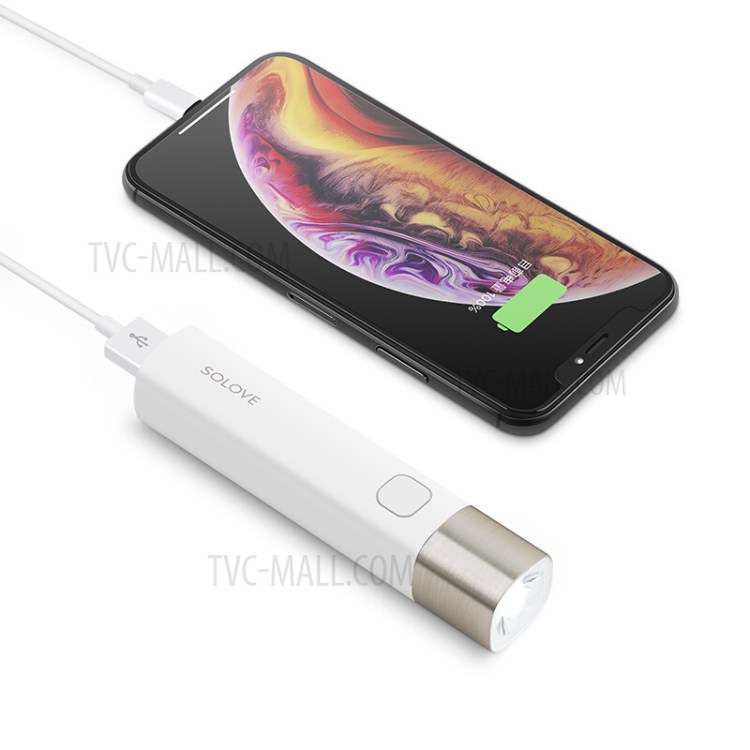 XIAOMI YOUPIN SOLOVE Portable Flashlight + 3000mAh Mobile Power Bank - White-5