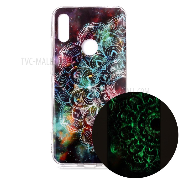 Noctilucent TPU Flexible Case for Huawei Y6 (2019, with Fingerprint Sensor) / Y6 Prime (2019) - Flower-1