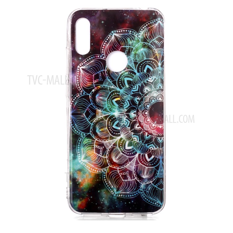 Noctilucent TPU Flexible Case for Huawei Y6 (2019, with Fingerprint Sensor) / Y6 Prime (2019) - Flower-2