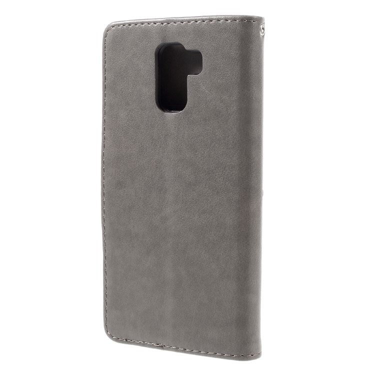 Imprint Butterfly Flower Leather Wallet Cover for Huawei Honor 7 / 7 Premium - Grey-2