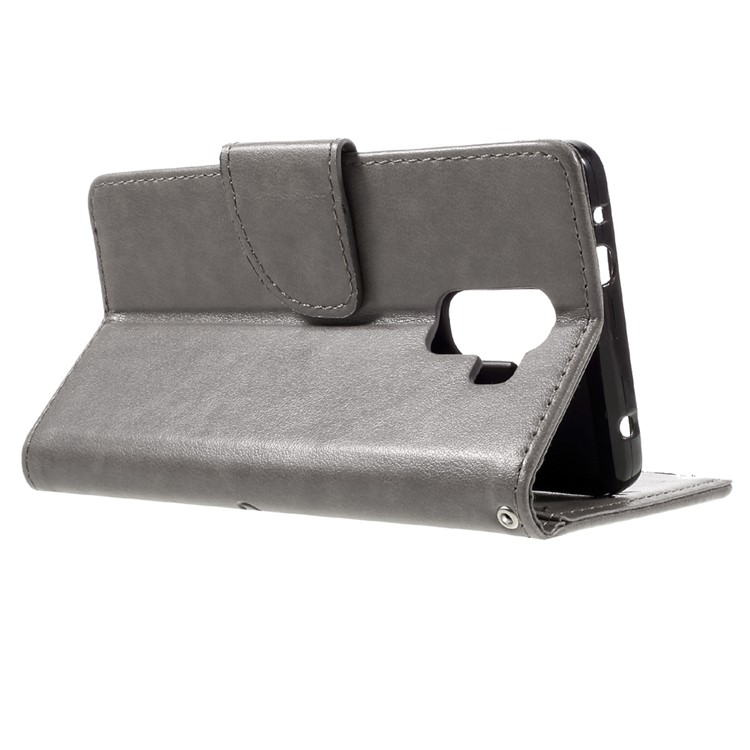 Imprint Butterfly Flower Leather Wallet Cover for Huawei Honor 7 / 7 Premium - Grey-5