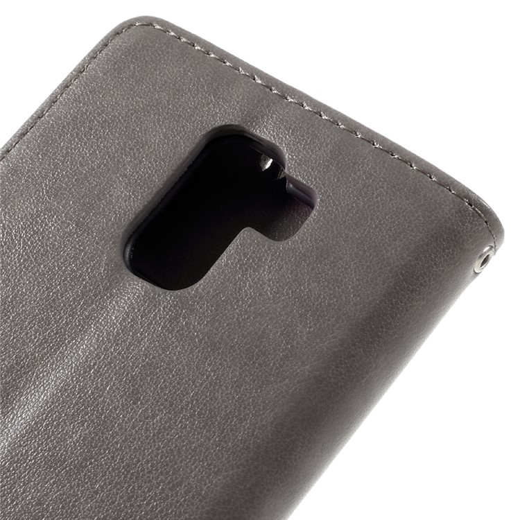 Imprint Butterfly Flower Leather Wallet Cover for Huawei Honor 7 / 7 Premium - Grey-8