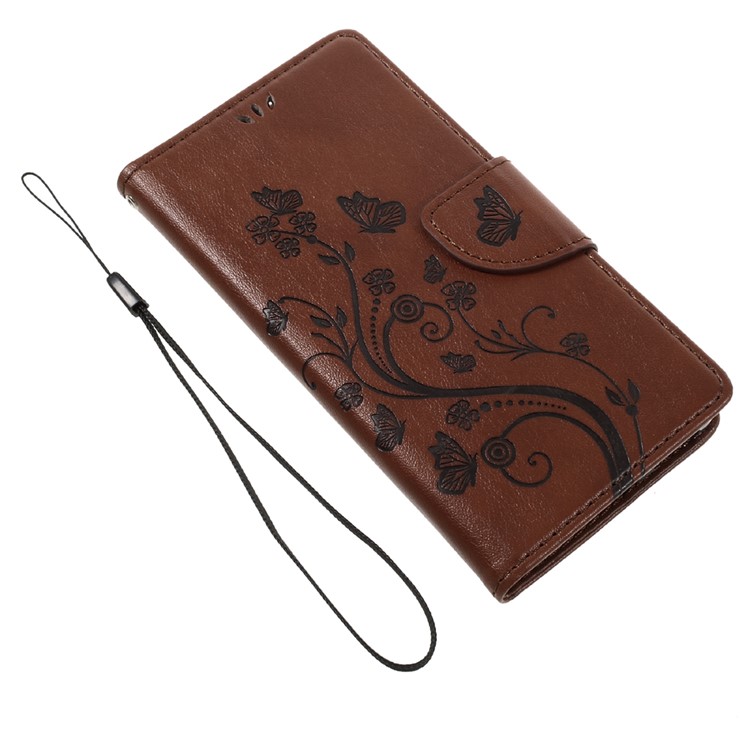Imprint Butterfly Flower Leather Stand Wallet Case for Huawei Honor 7 / 7 Premium - Brown-6