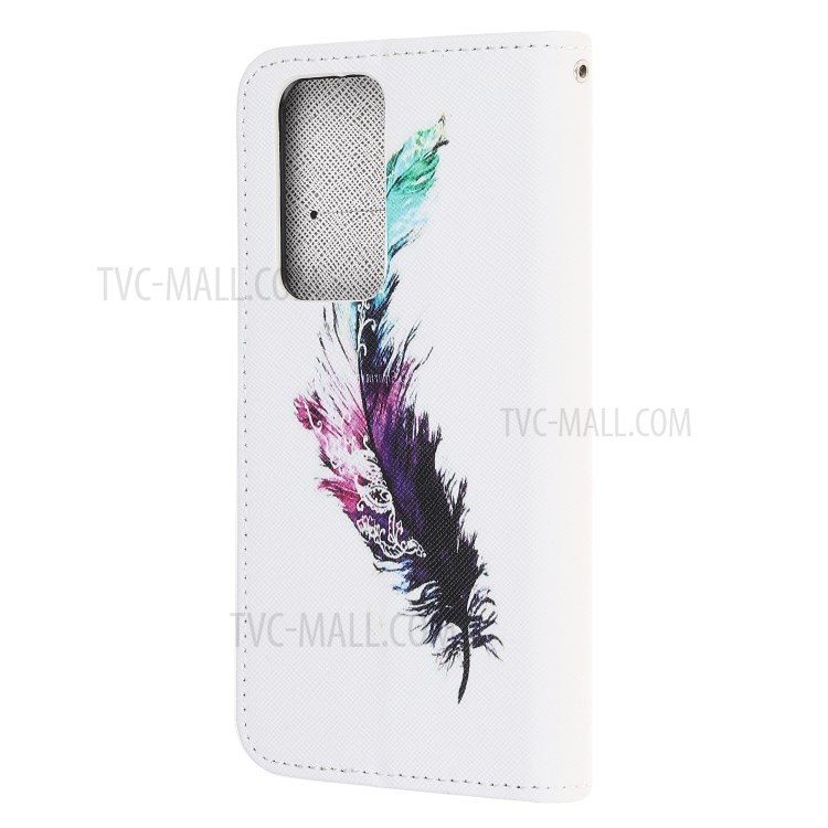 Cross Texture Pattern Printing Leather Wallet Cover with Strap for Huawei P40 - Feather-5