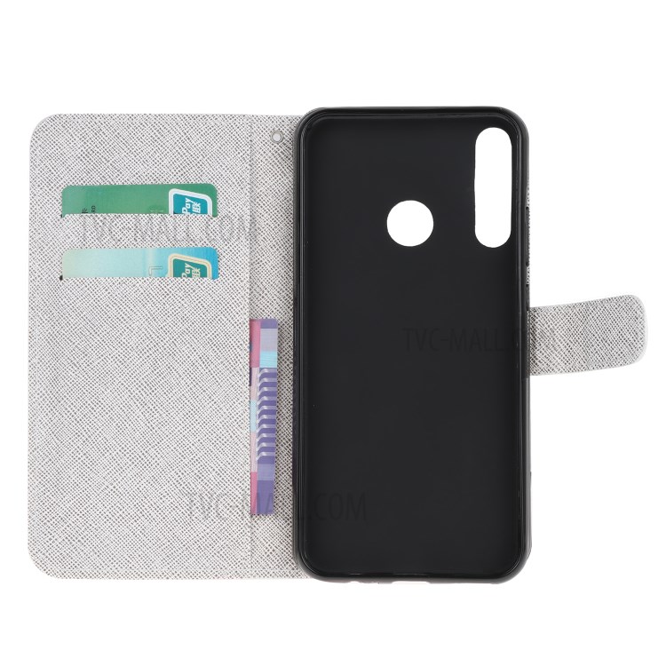 Pattern Printing Cross Texture Leather Wallet Cover with Strap for Huawei P40 Lite E / Y7p - Cats-3