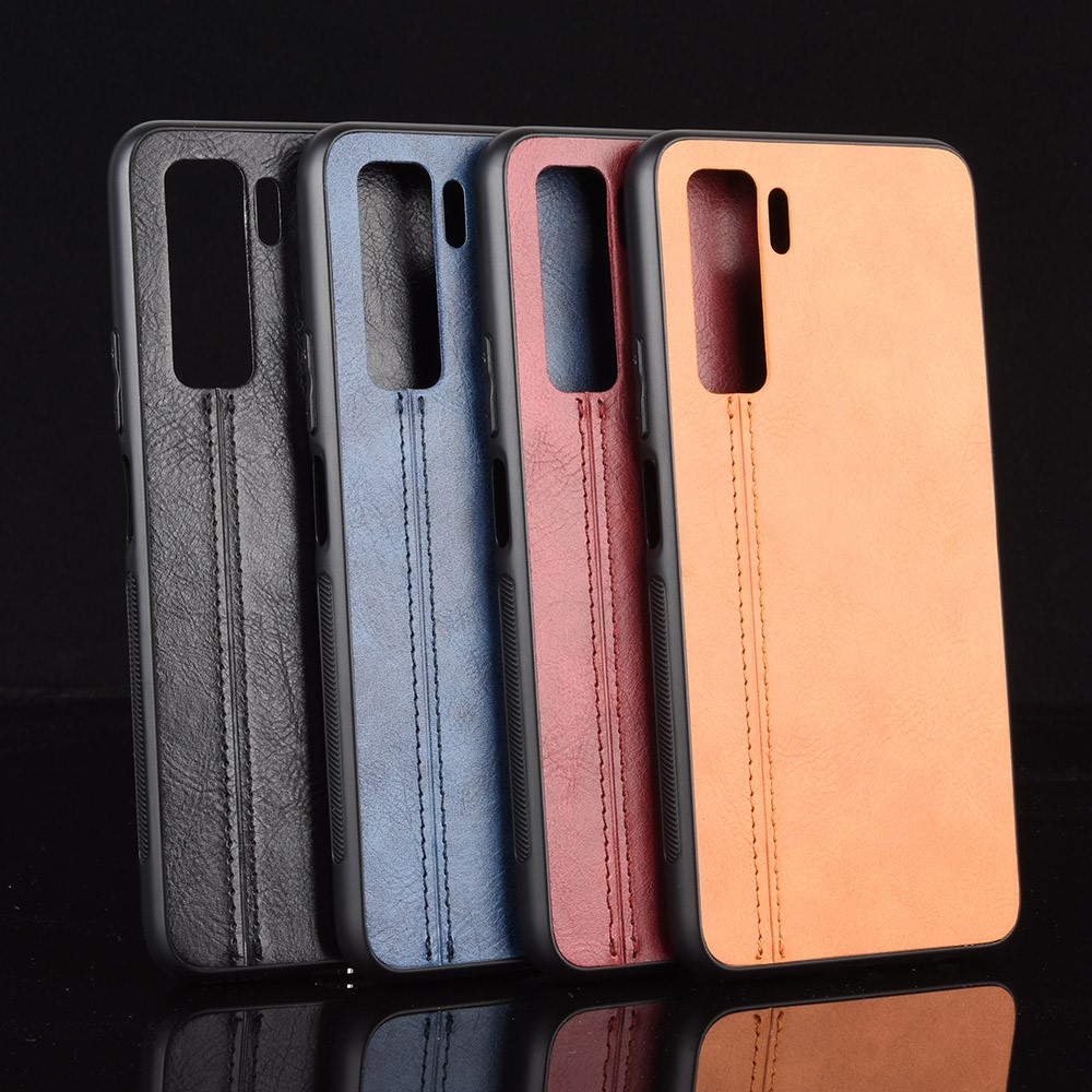 Hybrid Case PU Leather Coated PC + TPU Phone Case Cover for Huawei nova 7 SE - Black-9