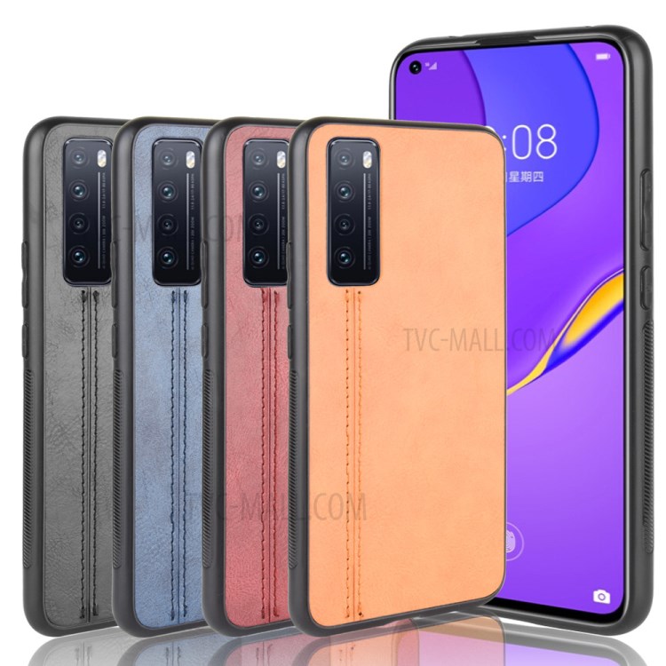 PU Leather Coated PC + TPU Hybrid Mobile Phone Cover for Huawei nova 7 5G - Yellow-8