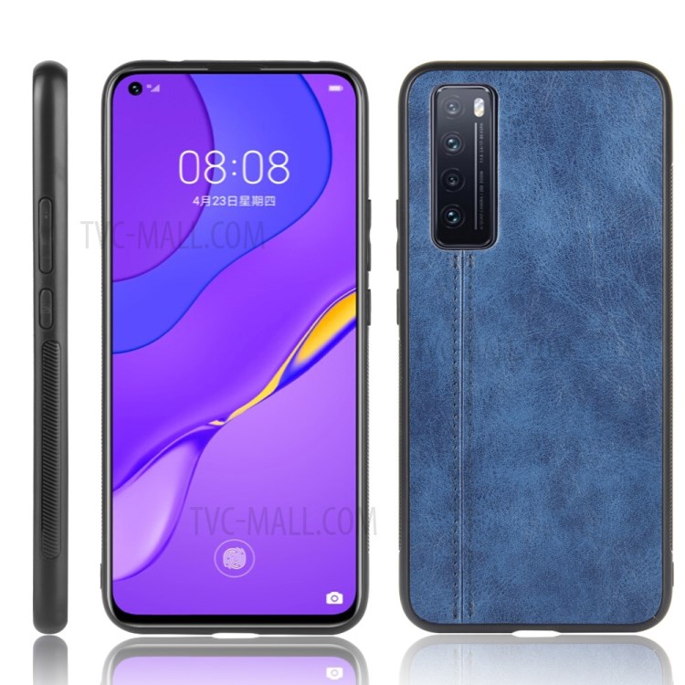 PU Leather Coated PC + TPU Hybrid Mobile Phone Cover for Huawei nova 7 5G - Blue-1