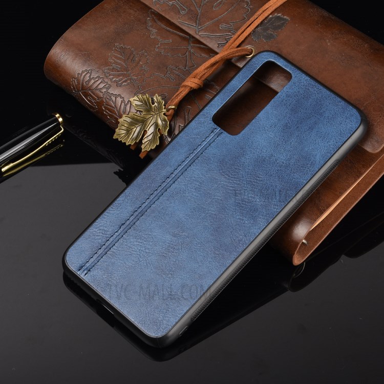PU Leather Coated PC + TPU Hybrid Mobile Phone Cover for Huawei nova 7 5G - Blue-6