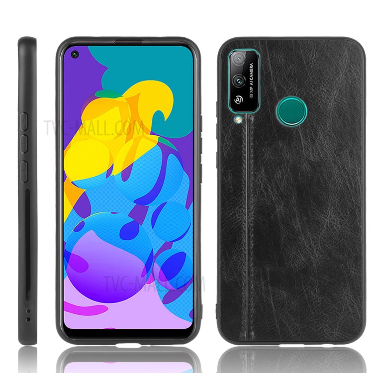 Stitching PU Leather Coated PC + TPU Hybrid Case Sehll Accessory for Honor Play 4T - Black-1