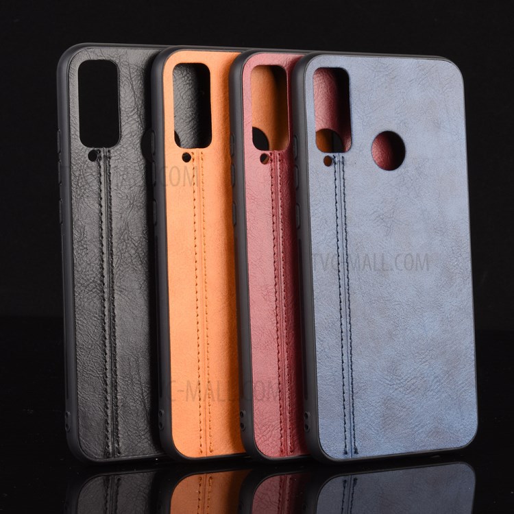Stitching PU Leather Coated PC + TPU Hybrid Case Sehll Accessory for Honor Play 4T - Black-9