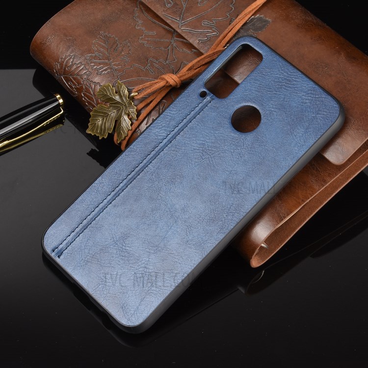 Nähen PU-Leder Überzogen PC + TPU Hybrid Fall Sehll Zubehör Für Ehrenspiel 4T - Blau-7