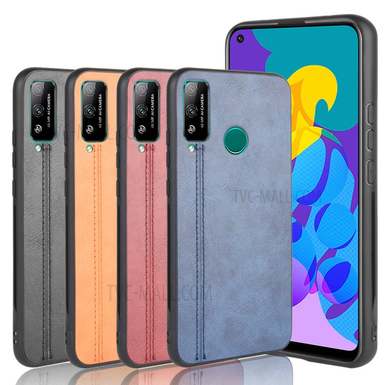 Nähen PU-Leder Überzogen PC + TPU Hybrid Fall Sehll Zubehör Für Ehrenspiel 4T - Blau-8