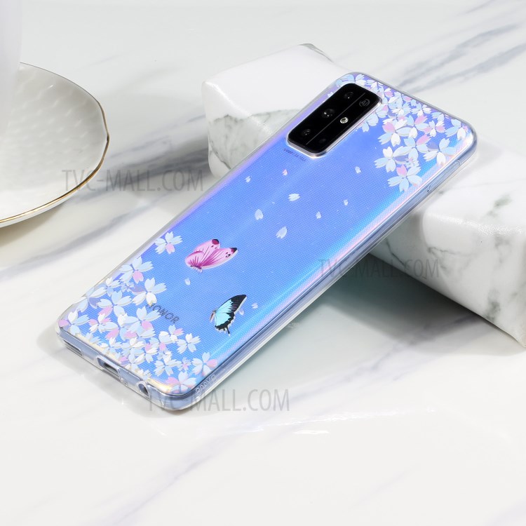 Clear Pattern Printing Soft TPU Back Case for Huawei Honor 30S - Butterflies and Flowers-6