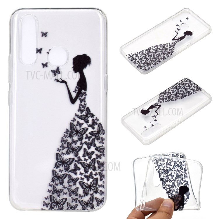 Pattern Printing TPU Soft Phone Cover for Huawei Y7p/P40 lite E - Butterfly Girl-1