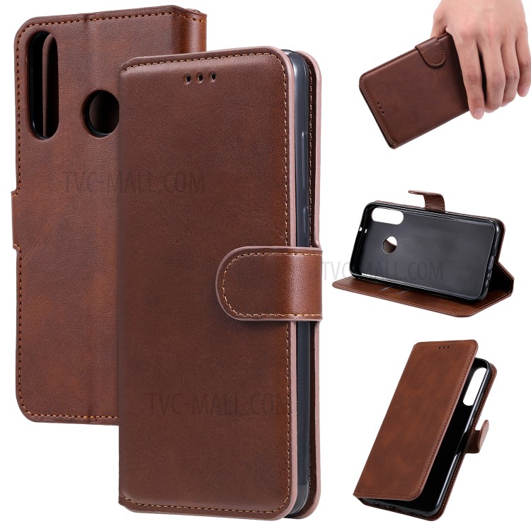 Classic Wallet Stand Flip Leather Phone Case for Huawei P40 Lite E / Y7p - Brown-1