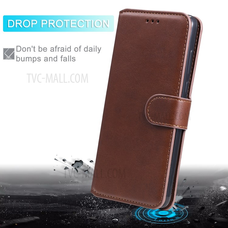 Classic Wallet Stand Flip Leather Phone Case for Huawei P40 Lite E / Y7p - Brown-13