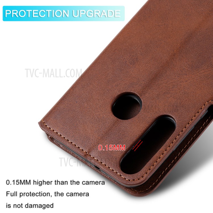 Classic Wallet Stand Flip Leather Phone Case for Huawei P40 Lite E / Y7p - Brown-14