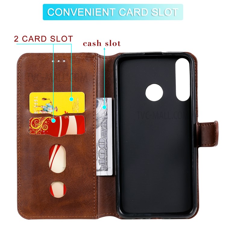 Classic Wallet Stand Flip Leather Phone Case for Huawei P40 Lite E / Y7p - Brown-15