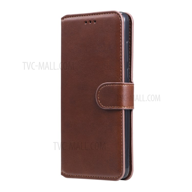 Classic Wallet Stand Flip Leather Phone Case for Huawei P40 Lite E / Y7p - Brown-3