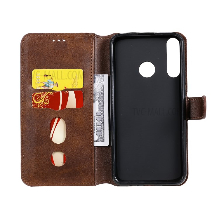 Classic Wallet Stand Flip Leather Phone Case for Huawei P40 Lite E / Y7p - Brown-5