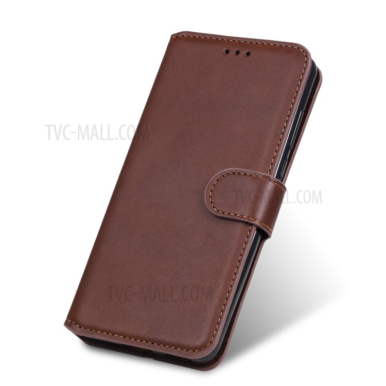 Classic Wallet Stand Flip Leather Phone Case for Huawei P40 Lite E / Y7p - Brown-8